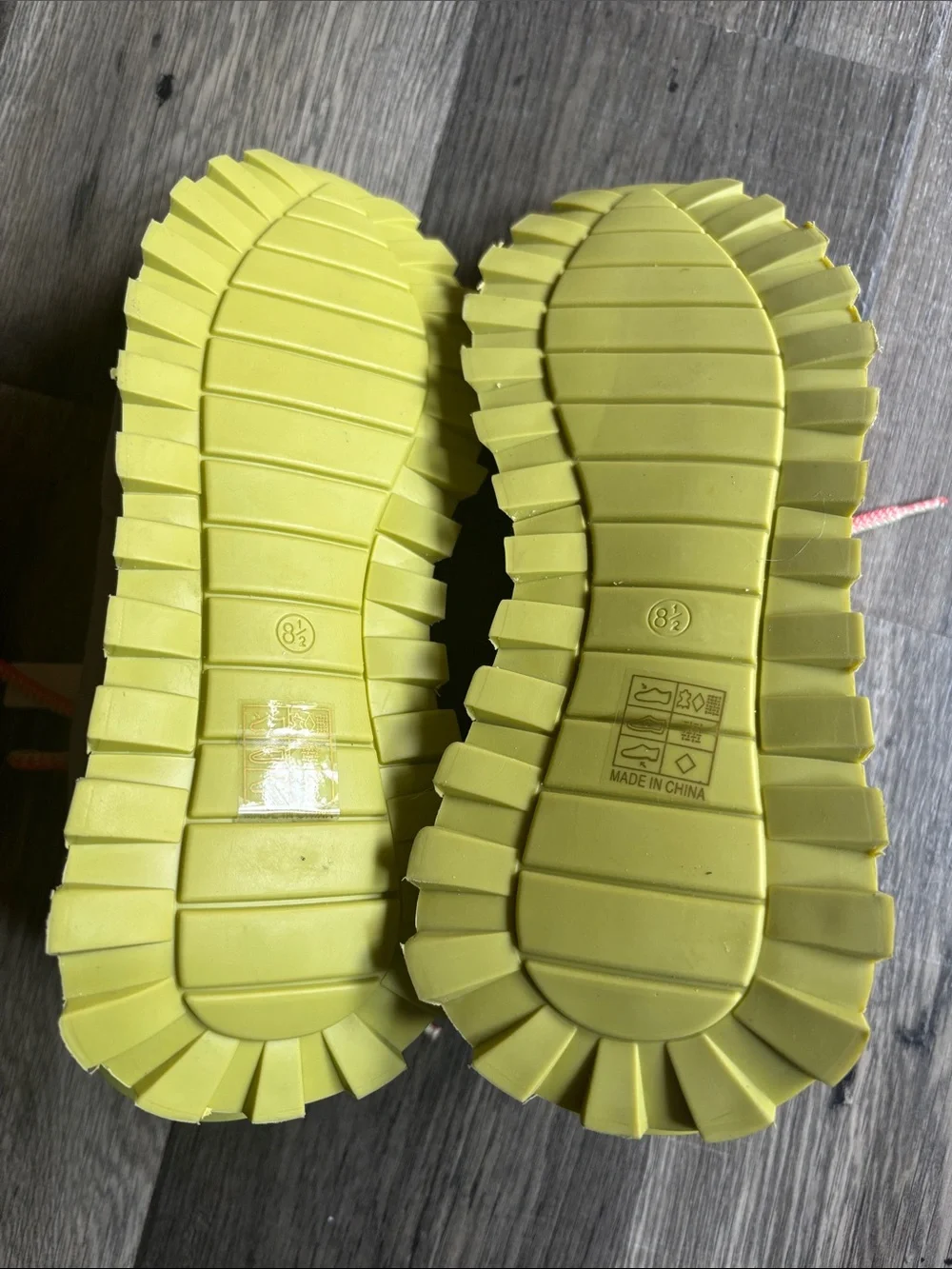 ShuShop Beige Sneakers with Neon Pink and Yellow Accents